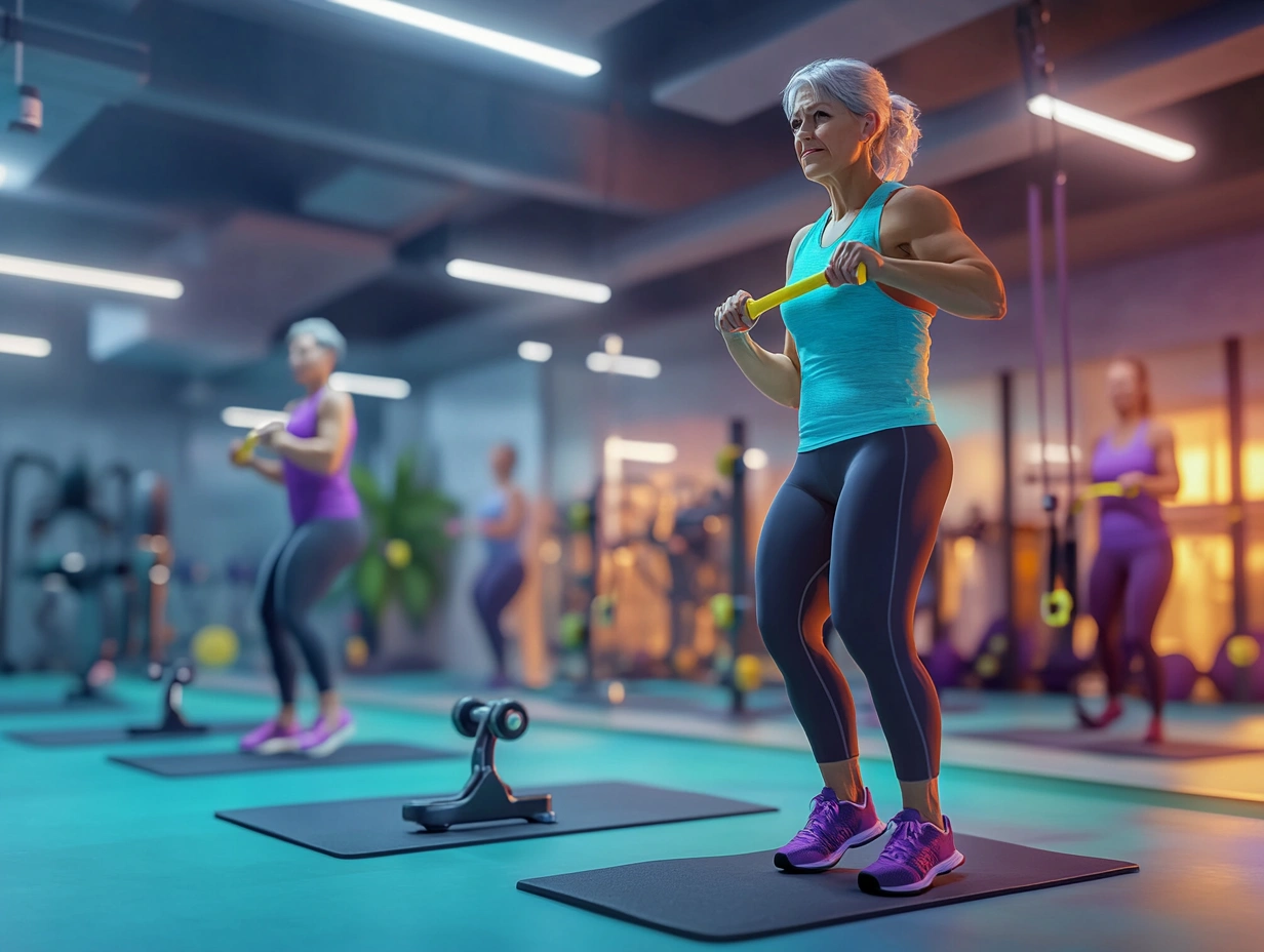 Пенсіонери на занятті з силовими тренуваннями